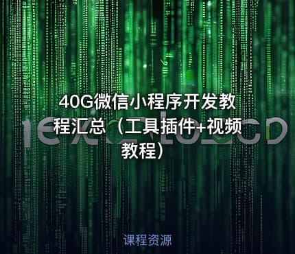 40G微信小程序开发教程汇总（工具插件+视频教程）