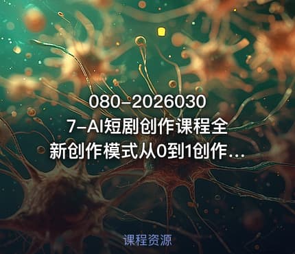 080-20260307-AI短剧创作课程全新创作模式从0到1创作属于你自己的短剧和影视化短片更多资源