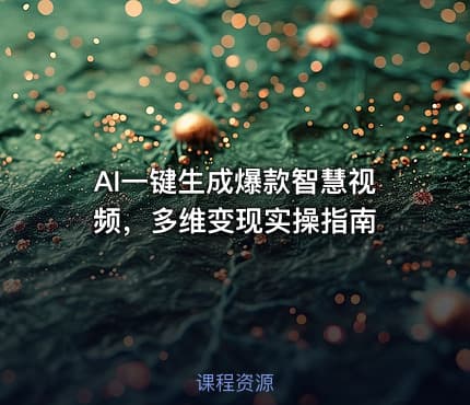 AI一键生成爆款智慧视频，多维变现实操指南
