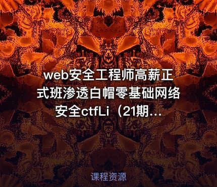 web安全工程师高薪正式班渗透白帽零基础网络安全ctfLi（21期）