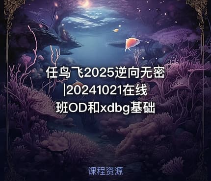 任鸟飞2025逆向无密|20241021在线班OD和xdbg基础
