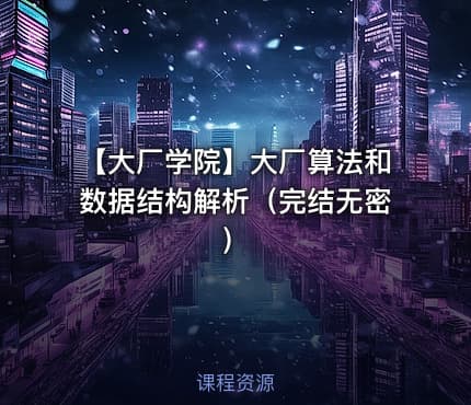 【大厂学院】大厂算法和数据结构解析（完结无密）