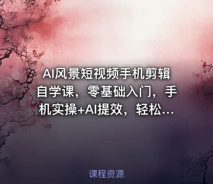 AI风景短视频手机剪辑自学课，零基础入门，手机实操+AI提效，轻松做爆款
