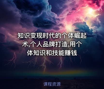 知识变现时代的个体崛起术,个人品牌打造,用个体知识和技能赚钱