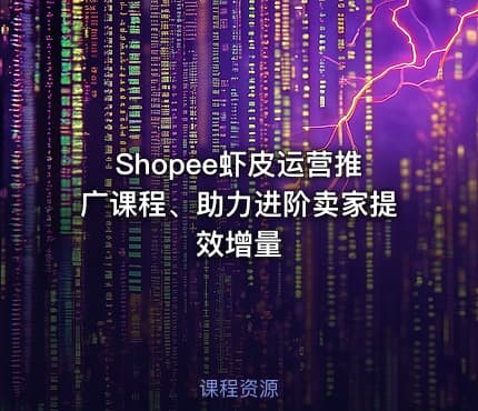 Shopee虾皮运营推广课程、助力进阶卖家提效增量