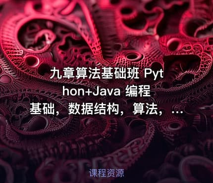 九章算法基础班 Python+Java 编程基础，数据结构，算法，代码 实现(100G) 价值7128