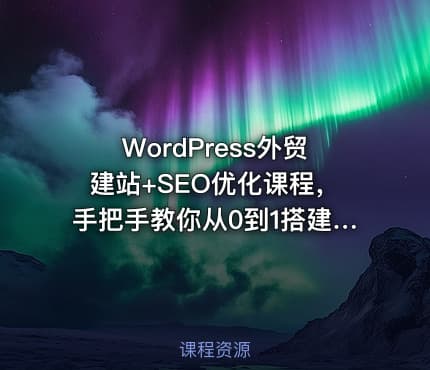WordPress外贸建站+SEO优化课程，手把手教你从0到1搭建可获得询盘的外贸网站