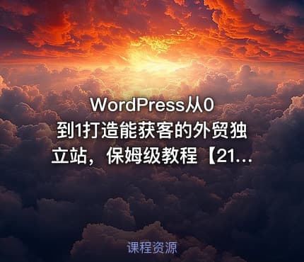 WordPress从0到1打造能获客的外贸独立站，保姆级教程【21节课】【25年更新】