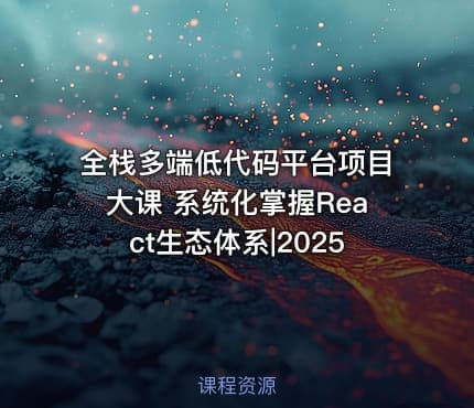 全栈多端低代码平台项目大课 系统化掌握React生态体系|2025
