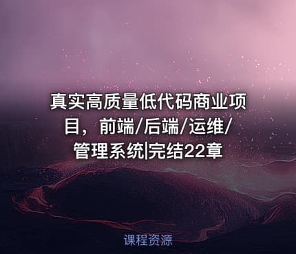 真实高质量低代码商业项目，前端/后端/运维/管理系统|完结22章