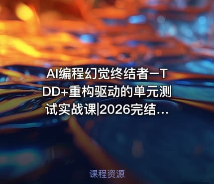 AI编程幻觉终结者–TDD+重构驱动的单元测试实战课|2026完结 mp4