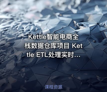Kettle智能电商全栈数据仓库项目 Kettle ETL处理实时仓库+离线仓库高级项目课程