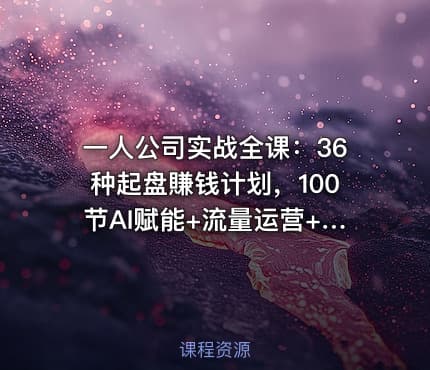 一人公司实战全课：36种起盘賺钱计划，100节AI赋能+流量运营+案例拆解，从0到1轻松起盘
