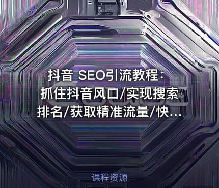 抖音 SEO引流教程：抓住抖音风口/实现搜索排名/获取精准流量/快速成交变现