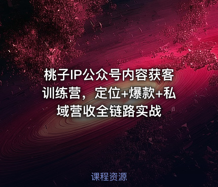桃子IP公众号内容获客训练营，定位+爆款+私域营收全链路实战