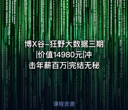 博X谷-狂野大数据三期|价值14980元|冲击年薪百万|完结无秘