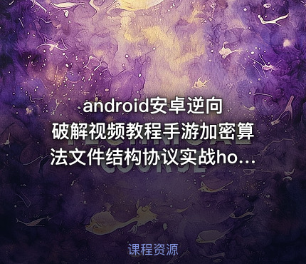 android安卓逆向破解视频教程手游加密算法文件结构协议实战hook