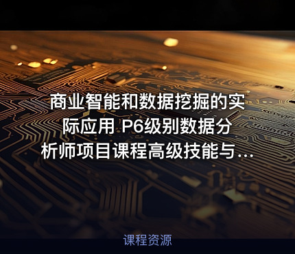 商业智能和数据挖掘的实际应用 P6级别数据分析师项目课程高级技能与案例解析