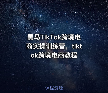 黑马TikTok跨境电商实操训练营，tiktok跨境电商教程