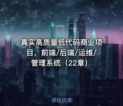 真实高质量低代码商业项目，前端/后端/运维/管理系统（22章）