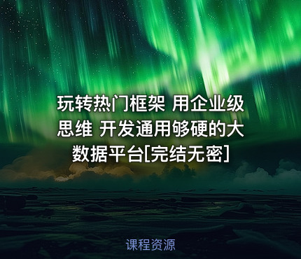 玩转热门框架 用企业级思维 开发通用够硬的大数据平台[完结无密]