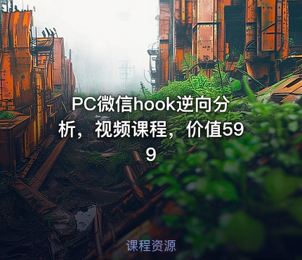 PC微信hook逆向分析，视频课程，价值599