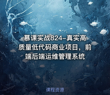 慕课实战824-真实高质量低代码商业项目，前端后端运维管理系统