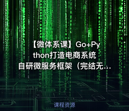 【微体系课】Go+Python打造电商系统 自研微服务框架（完结无密）