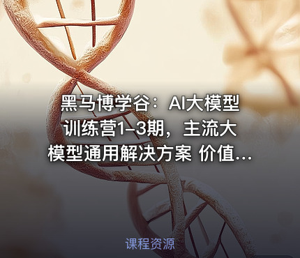 黑马博学谷：AI大模型训练营1-3期，主流大模型通用解决方案 价值6999元(更新第3期)