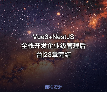 Vue3+NestJS 全栈开发企业级管理后台|23章完结