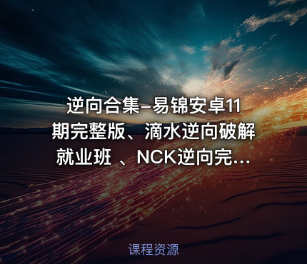 逆向合集-易锦安卓11期完整版、滴水逆向破解就业班 、NCK逆向完整版等
