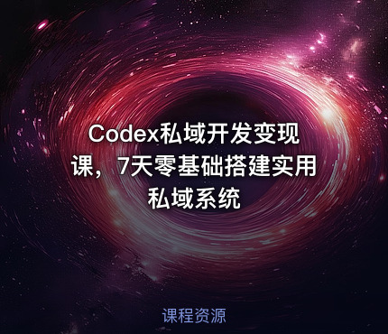 Codex私域开发变现课，7天零基础搭建实用私域系统