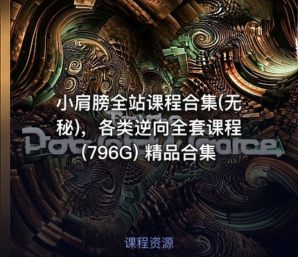 小肩膀全站课程合集(无秘)，各类逆向全套课程(796G) 精品合集