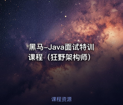 黑马-Java面试特训课程（狂野架构师）