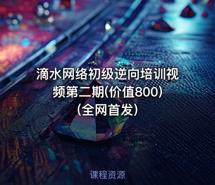 滴水网络初级逆向培训视频第二期(价值800)(全网首发)